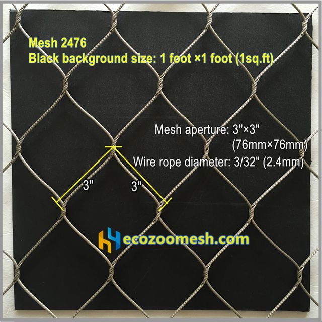 3/32" Animal Fence Protective Netting, Stainless Steel Cable Netting for Animals Enclosure