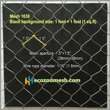 1/16" stainless steel cable mesh, nature and black colors, animal fence mesh