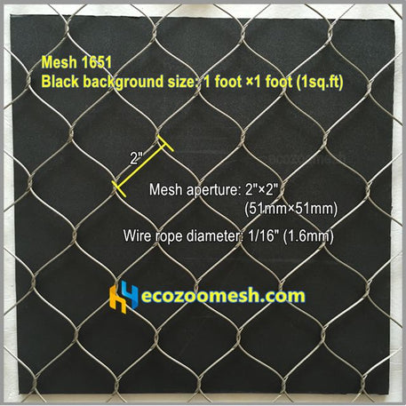 1/16" stainless steel cable mesh, nature and black colors, animal fence mesh