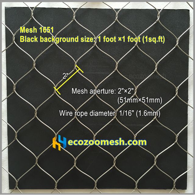 1/16" stainless steel cable mesh, nature and black colors, animal fence mesh