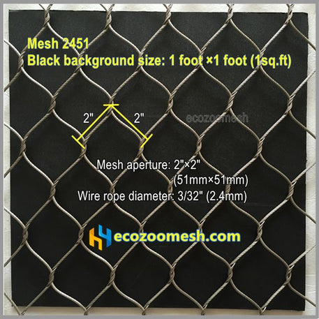 3/32" Animal Fence Protective Netting, Stainless Steel Cable Netting for Animals Enclosure