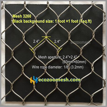 1/8" Stainless Steel Cable Mesh for Wild Animal Fence, Tiger Lion Leopard Enclosure
