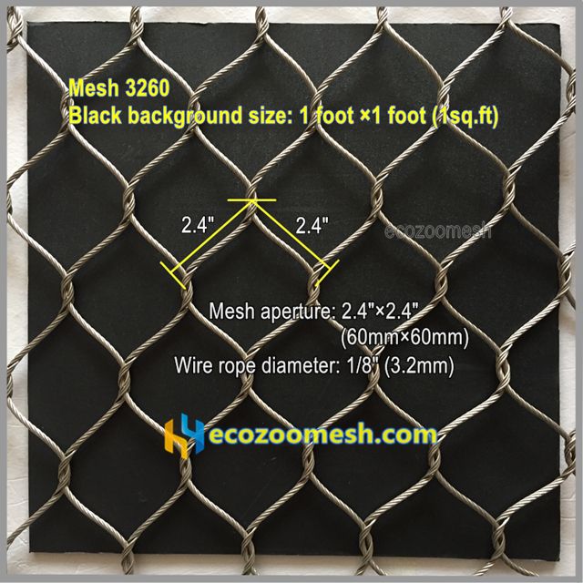 1/8" Stainless Steel Cable Mesh for Wild Animal Fence, Tiger Lion Leopard Enclosure