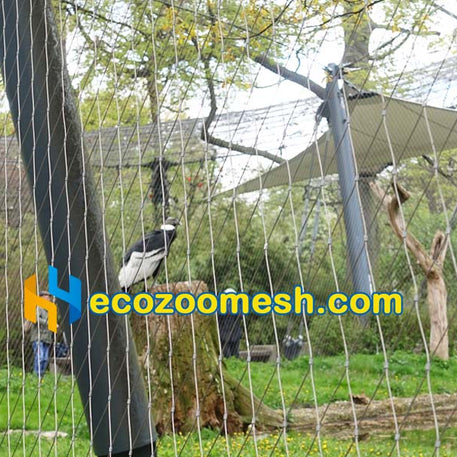5/64" Cable Wire Ferrule Mesh used in zoo enclosure construction - 50ft x 16ft mesh panel