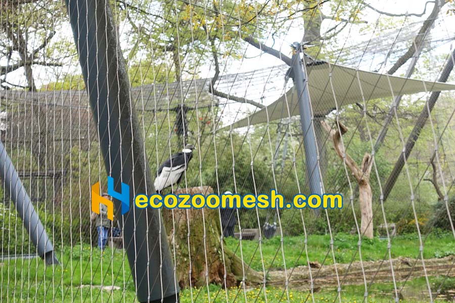 5/64" Cable Wire Ferrule Mesh used in zoo enclosure construction - 50ft x 16ft mesh panel